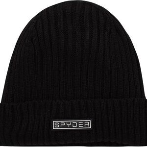 SPYDER Black Winter Men's Beanie Shepa Fur Knit
